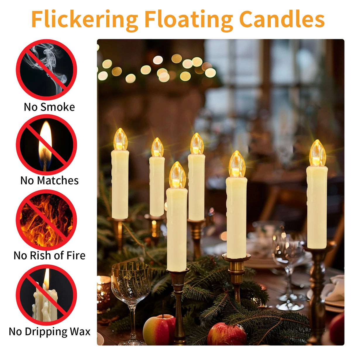 Clip On LED Flameless Taper Candles With Remote Timer