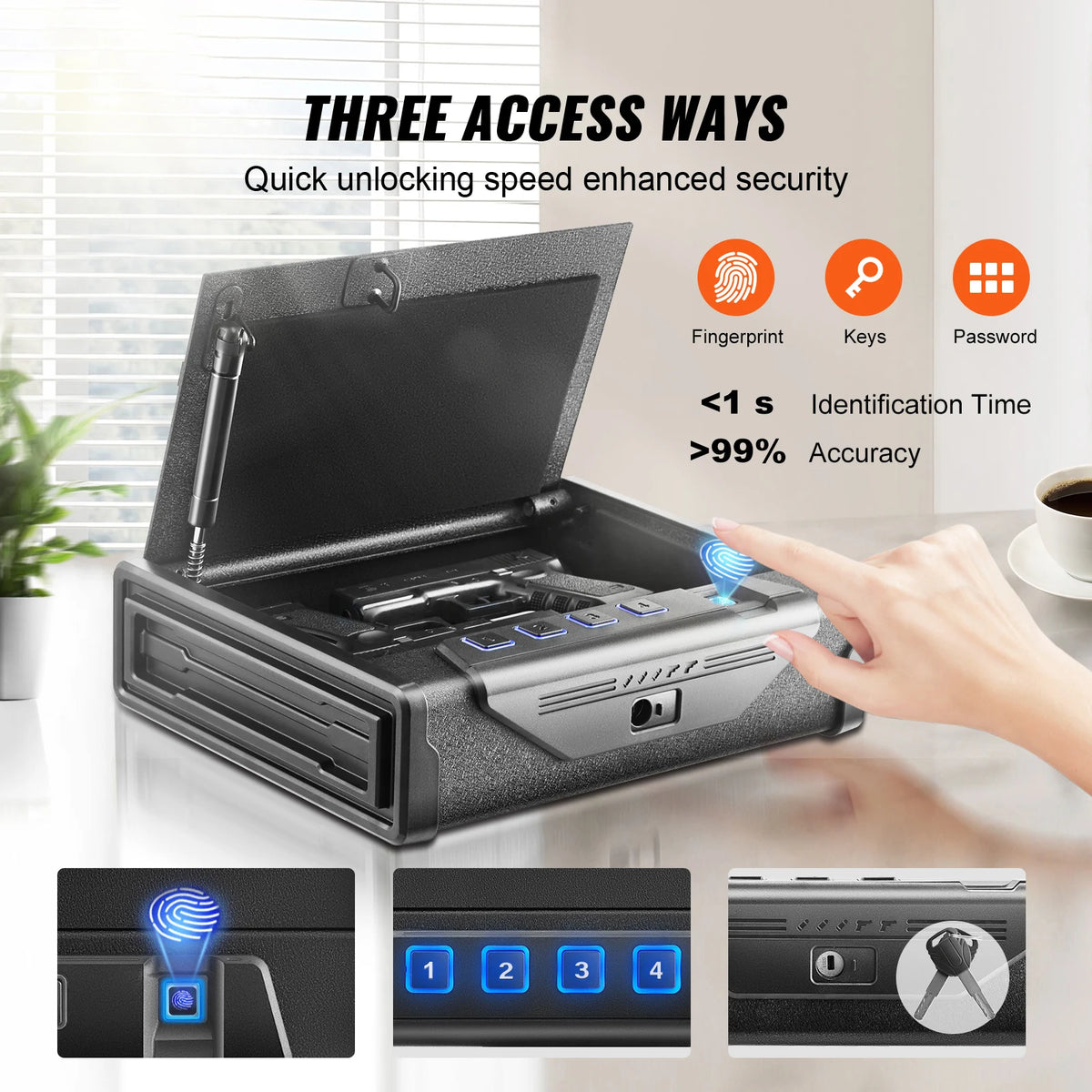 SucceBuy Biometric Pistol Safe With Quick Access Travel Gun Lock