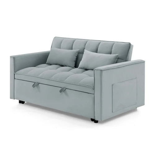 Modern Velvet Sofa Bed With Pullout And Adjustable Back