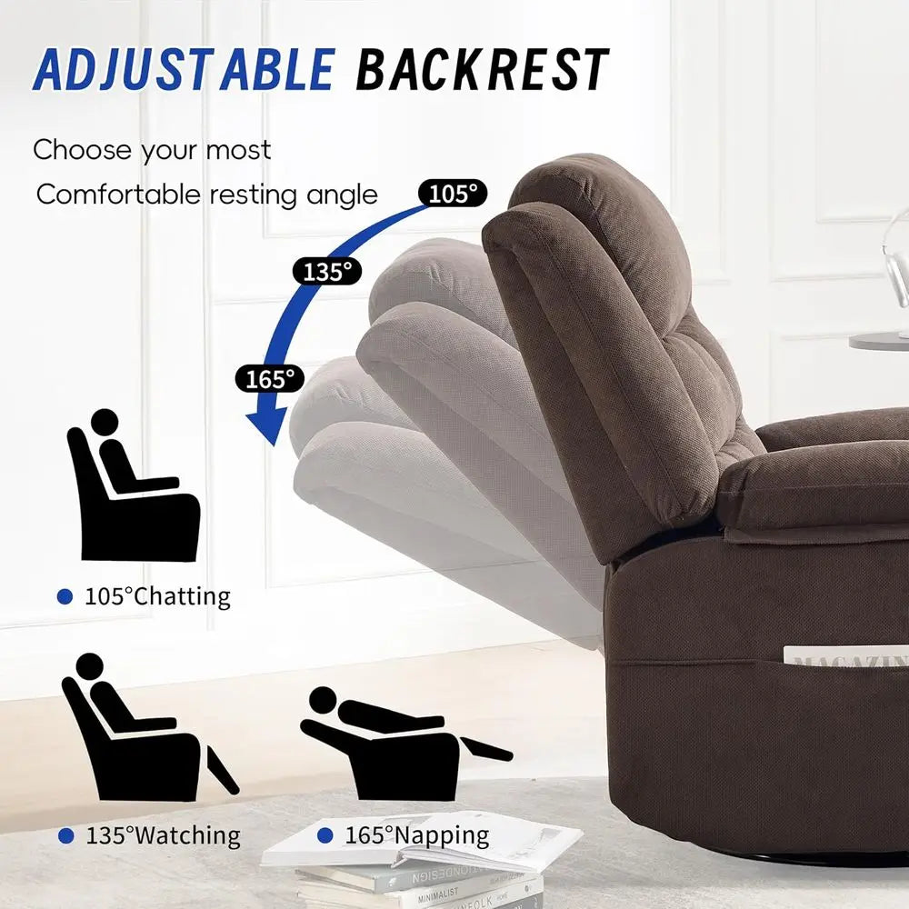 Swivel Recliner Chair With Massage And Heat For Adults