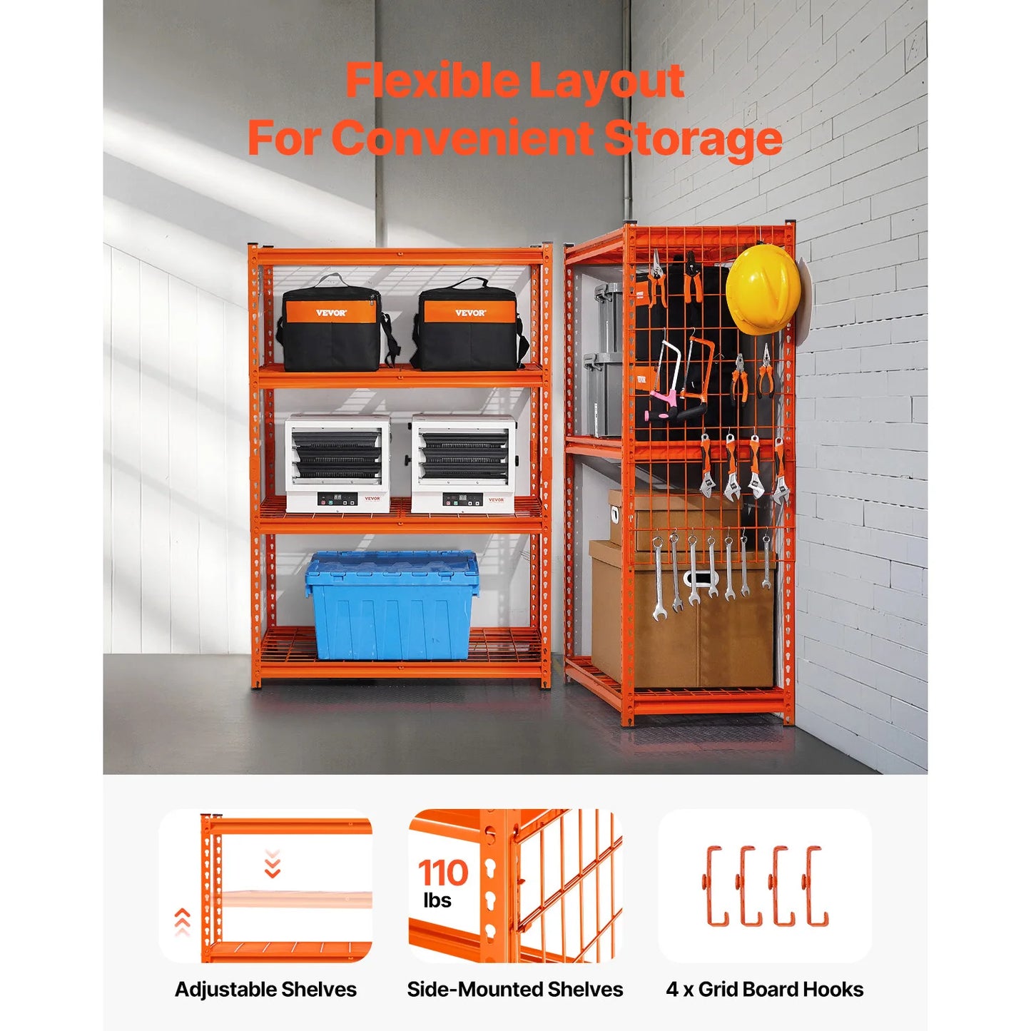4 Tier Garage Shelving Unit Heavy Duty Storage Shelves