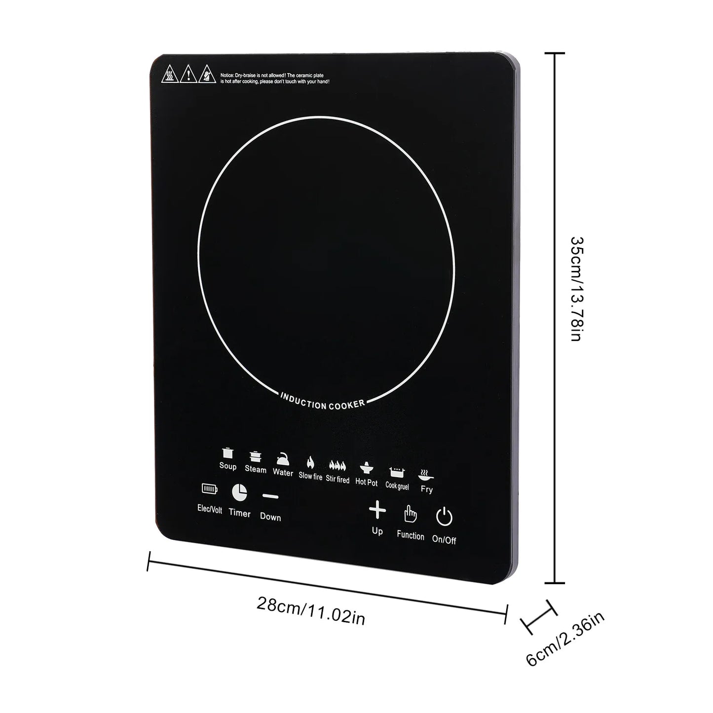 Portable 750W Induction Cooktop With Touch Panel And 8 Presets