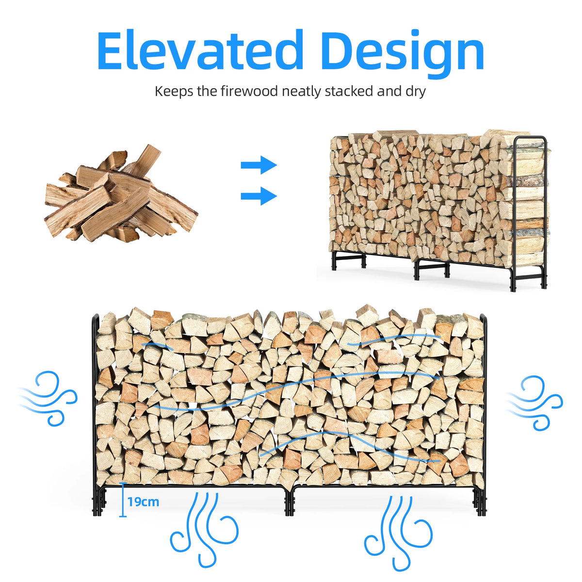 Heavy Duty Metal Firewood Log Rack Indoor Outdoor Storage Holder