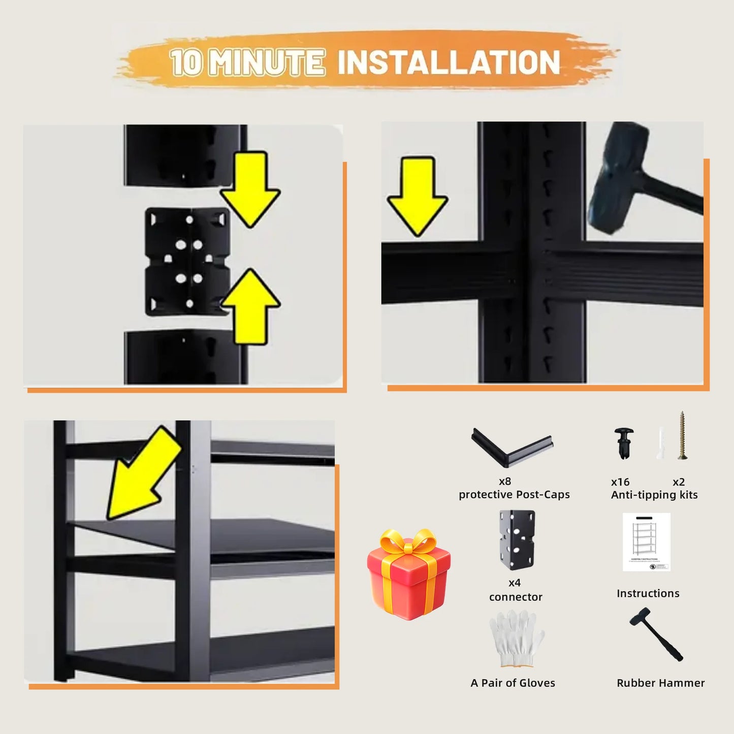 Heavy Duty Five Tier Metal Storage Rack Adjustable Height