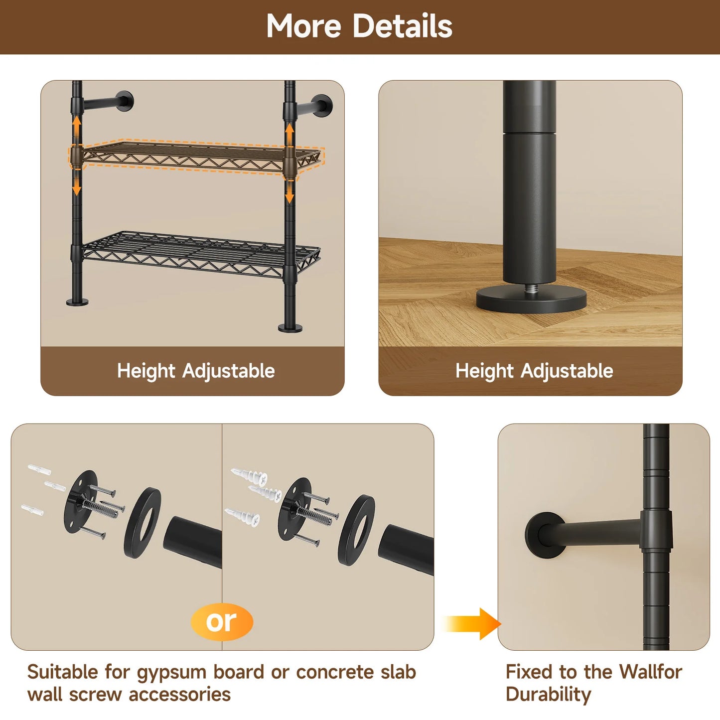 L4 Wall Mounted Industrial Pipe Clothes Rack And Closet Organizer