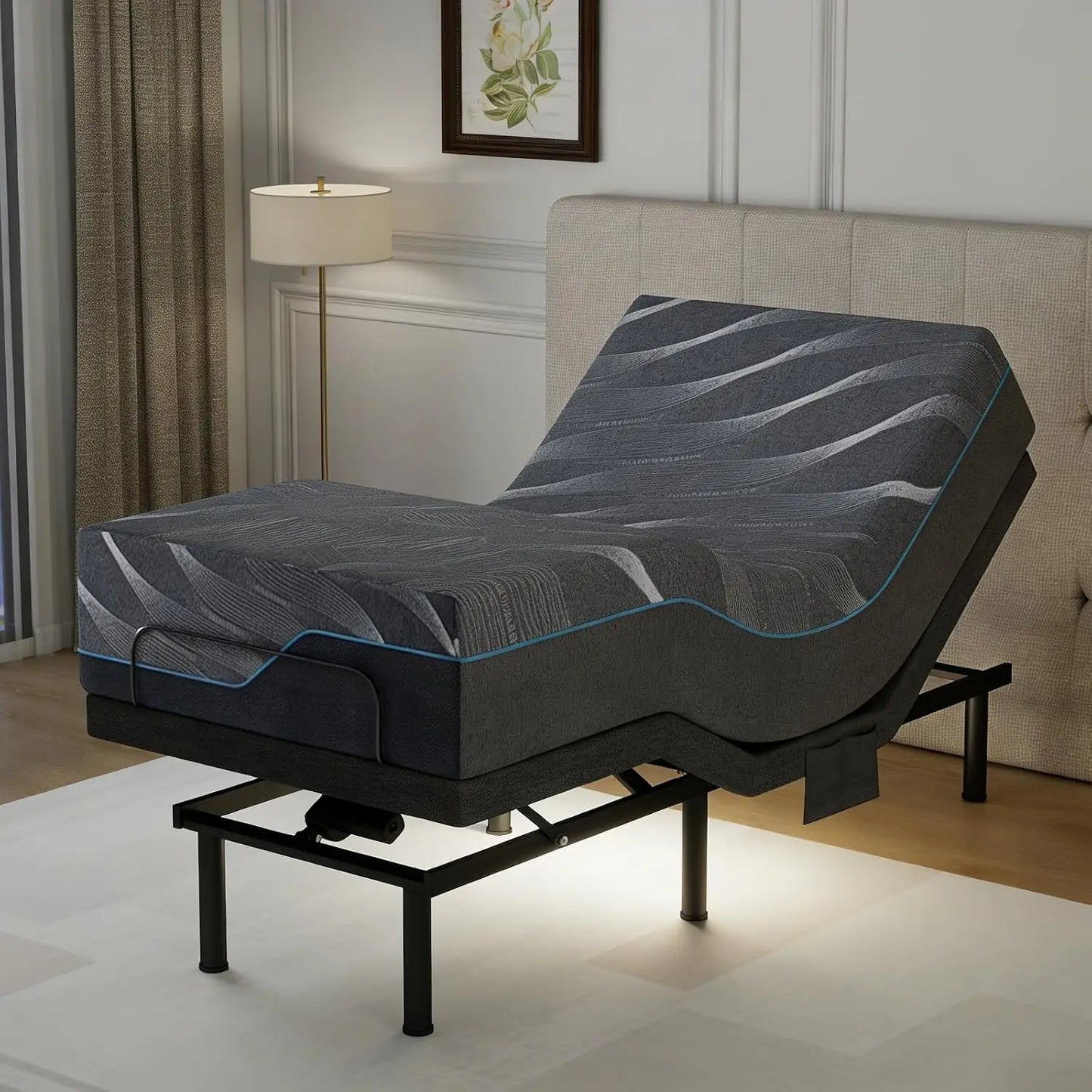 Adjustable Bed Frame With Gel Memory Foam Mattress