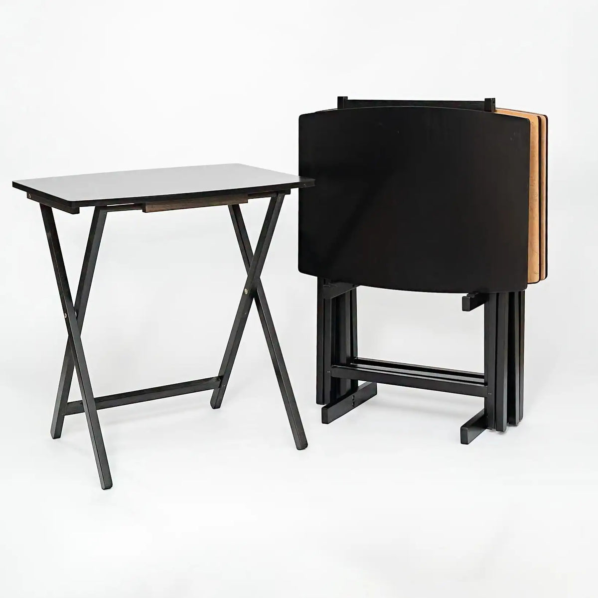 Mainstays 5-Piece Folding TV Tray Table Set With Storage Rack