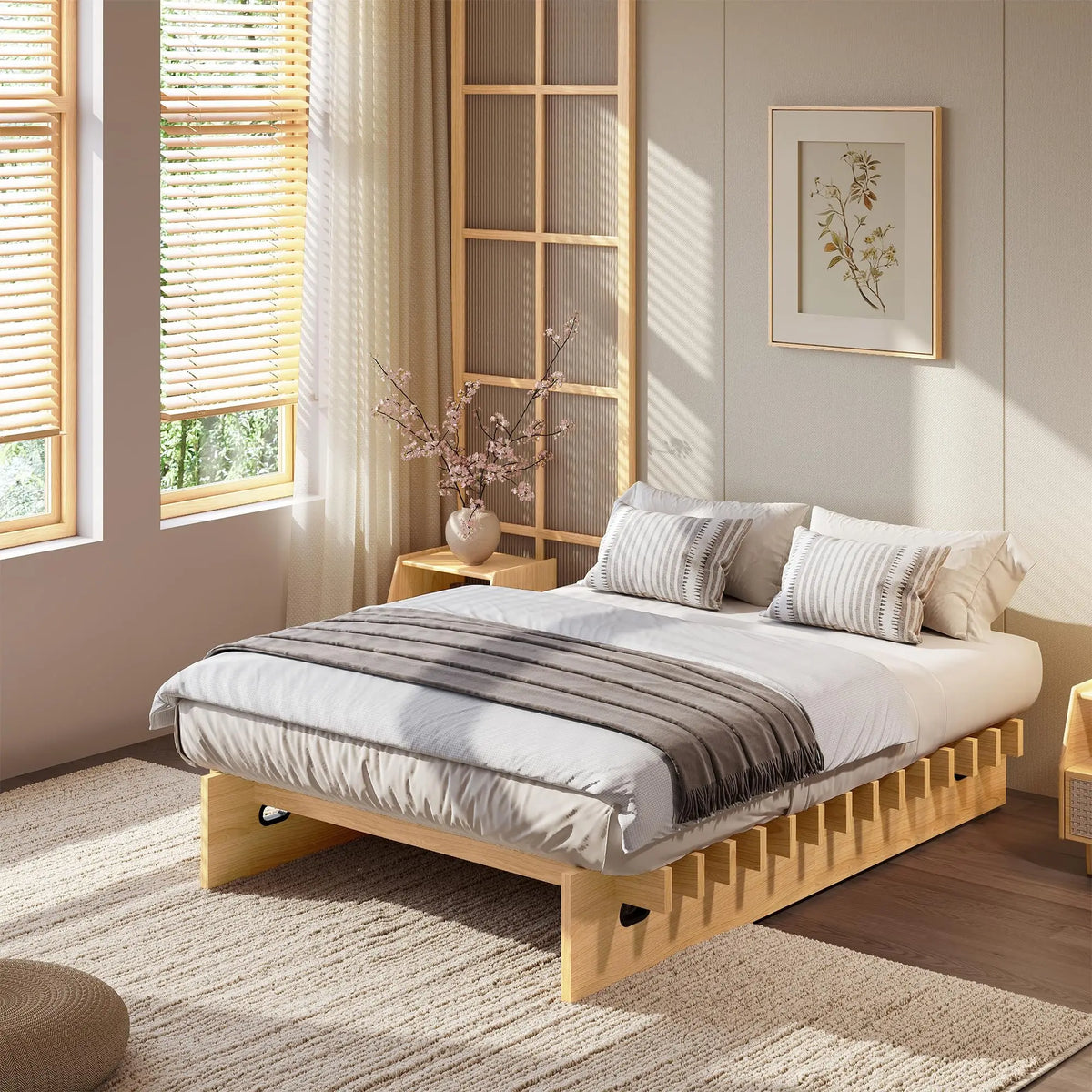 HiMISS Wood Platform Bed Frame Low Profile No Box Spring