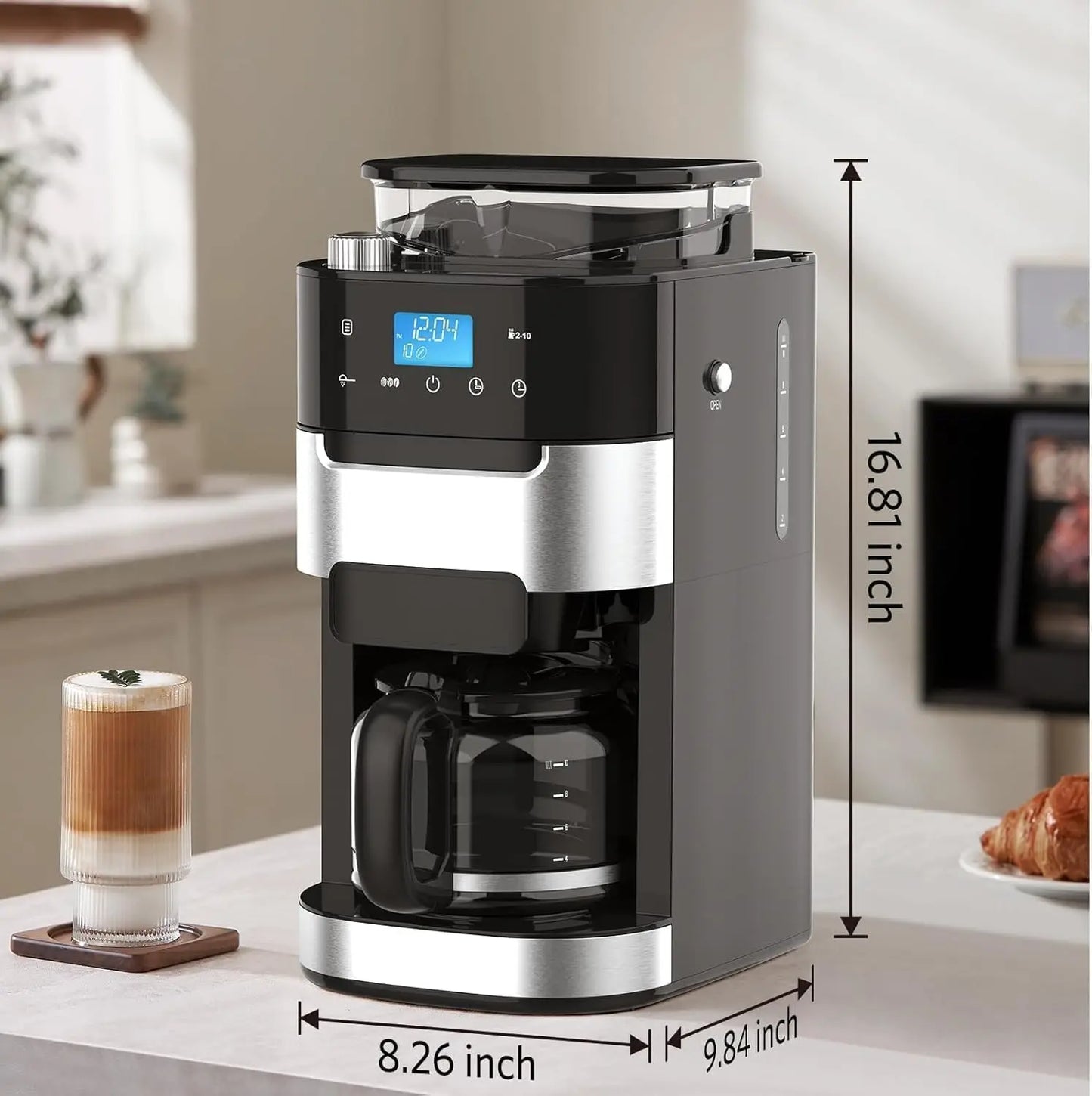 Programmable Drip Coffee Maker With Built In Grinder And Touchscreen