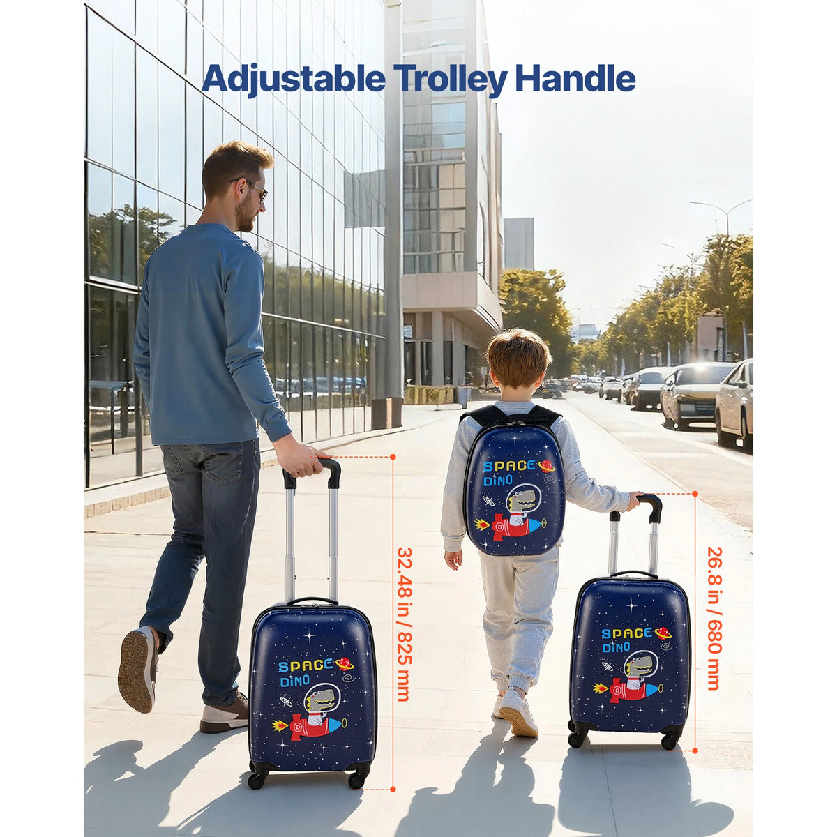SucceBuy Kids Dinosaur Hard Shell Luggage Set With Backpack