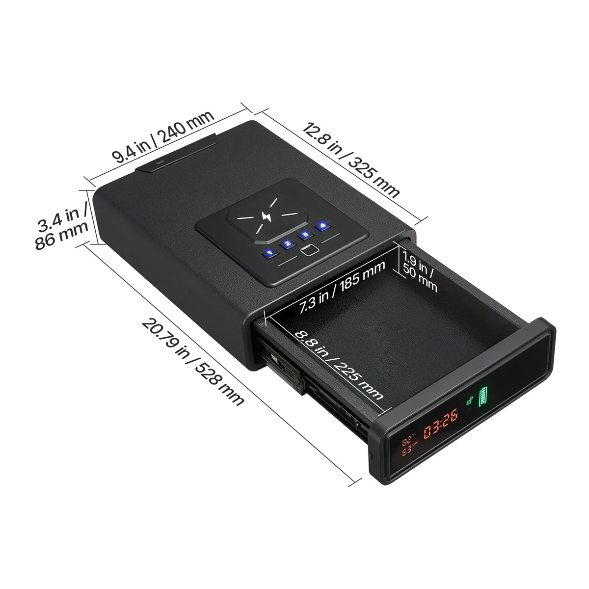SucceBuy Quick Access Fingerprint Password Key Slider Safe Box