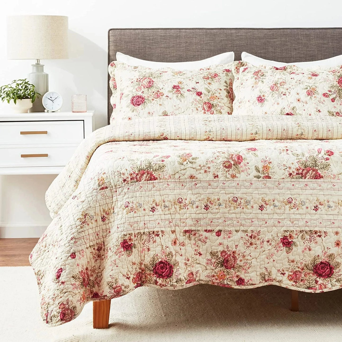 Antique Reversible Quilt Set 2-Piece Soft Bamboo Fiber