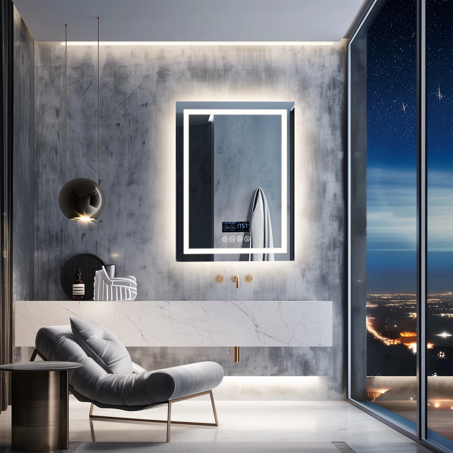 Wisfor LED Lighted Bathroom Mirror With Bluetooth Speaker Anti Fog Dimming