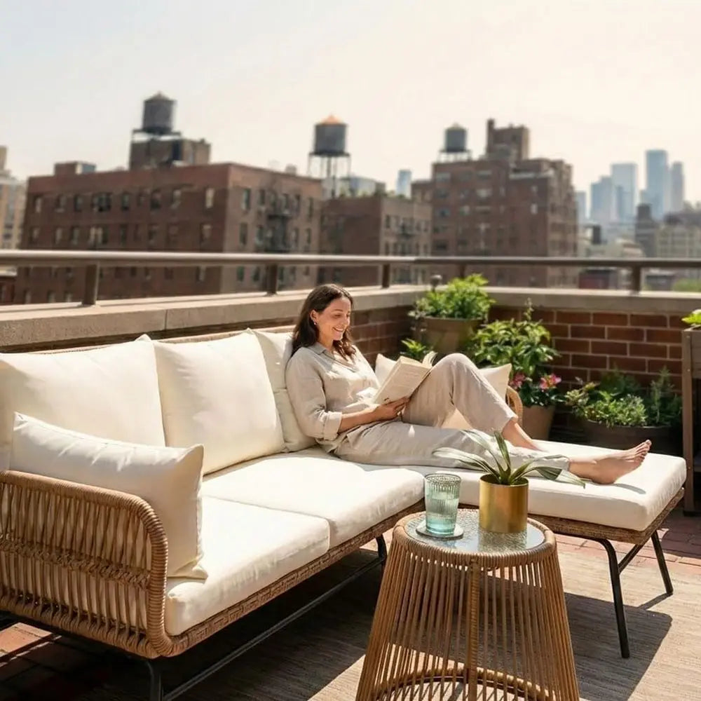 Outdoor Patio Sofa Set Rattan Wicker Conversation Couch