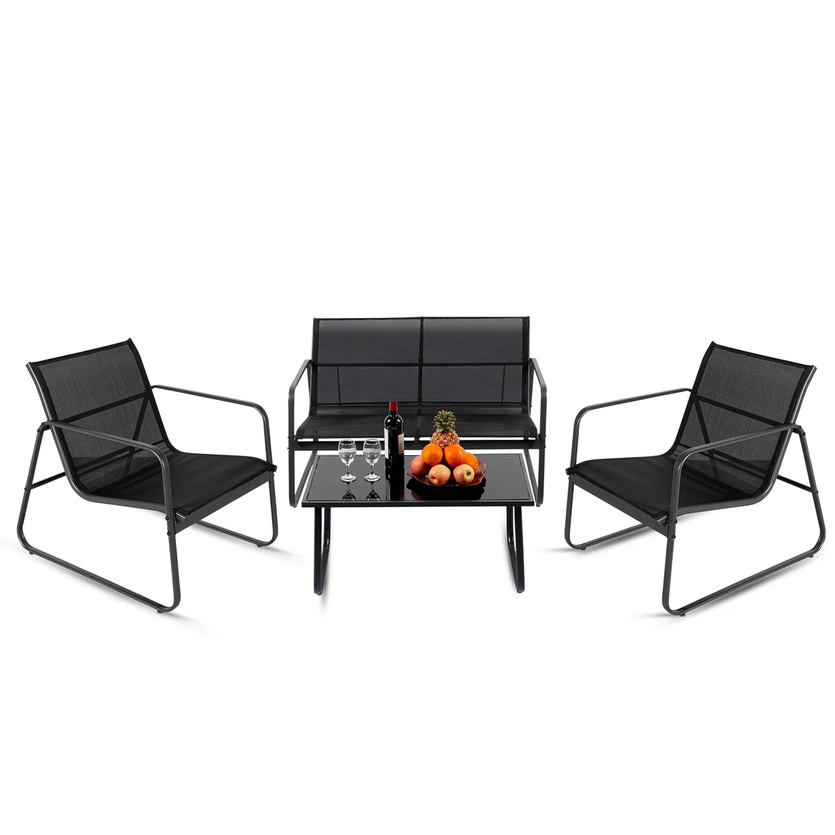 JHK Outdoor Patio Furniture Set With Metal Frame And Table