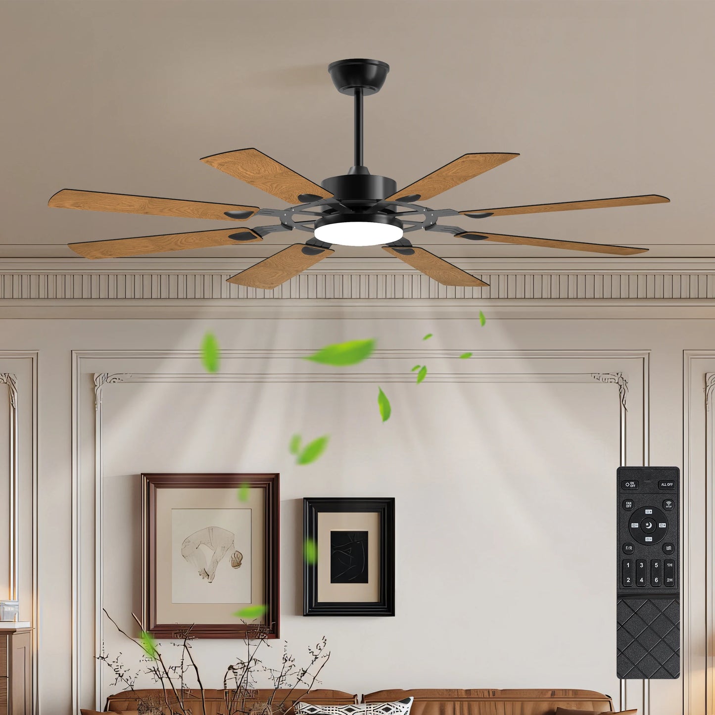 LONGREE Windmill Ceiling Fan with Lights and Remote Control