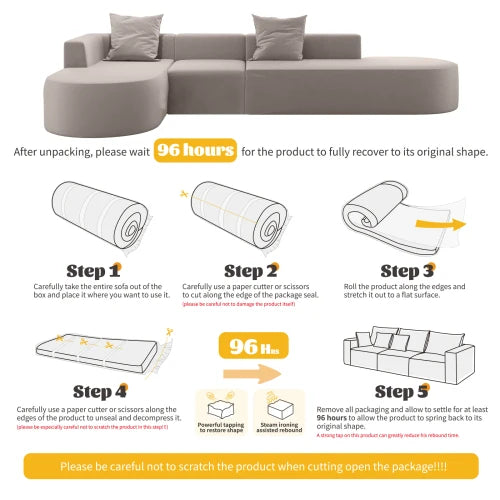 L Shaped Modular Sectional Sofa Corduroy With Movable Ottoman
