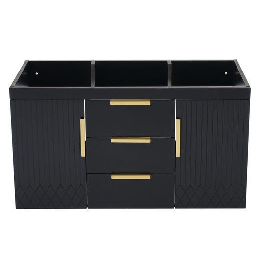 Wall Mounted Floating Bathroom Vanity Cabinet With Drawers Solid Wood