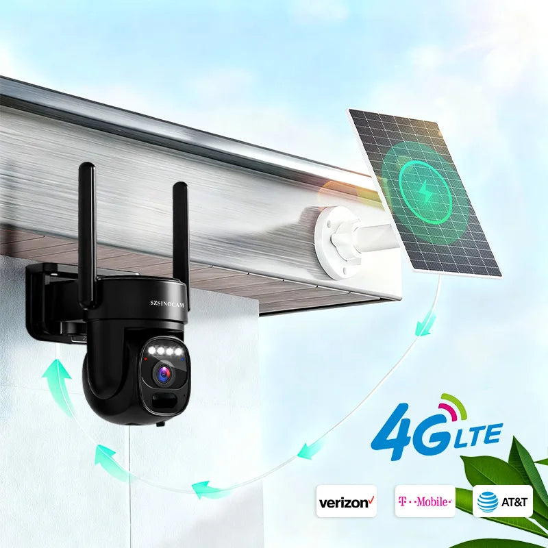 SZSINOCAM 4G Solar Powered Outdoor Security Camera With Night Vision