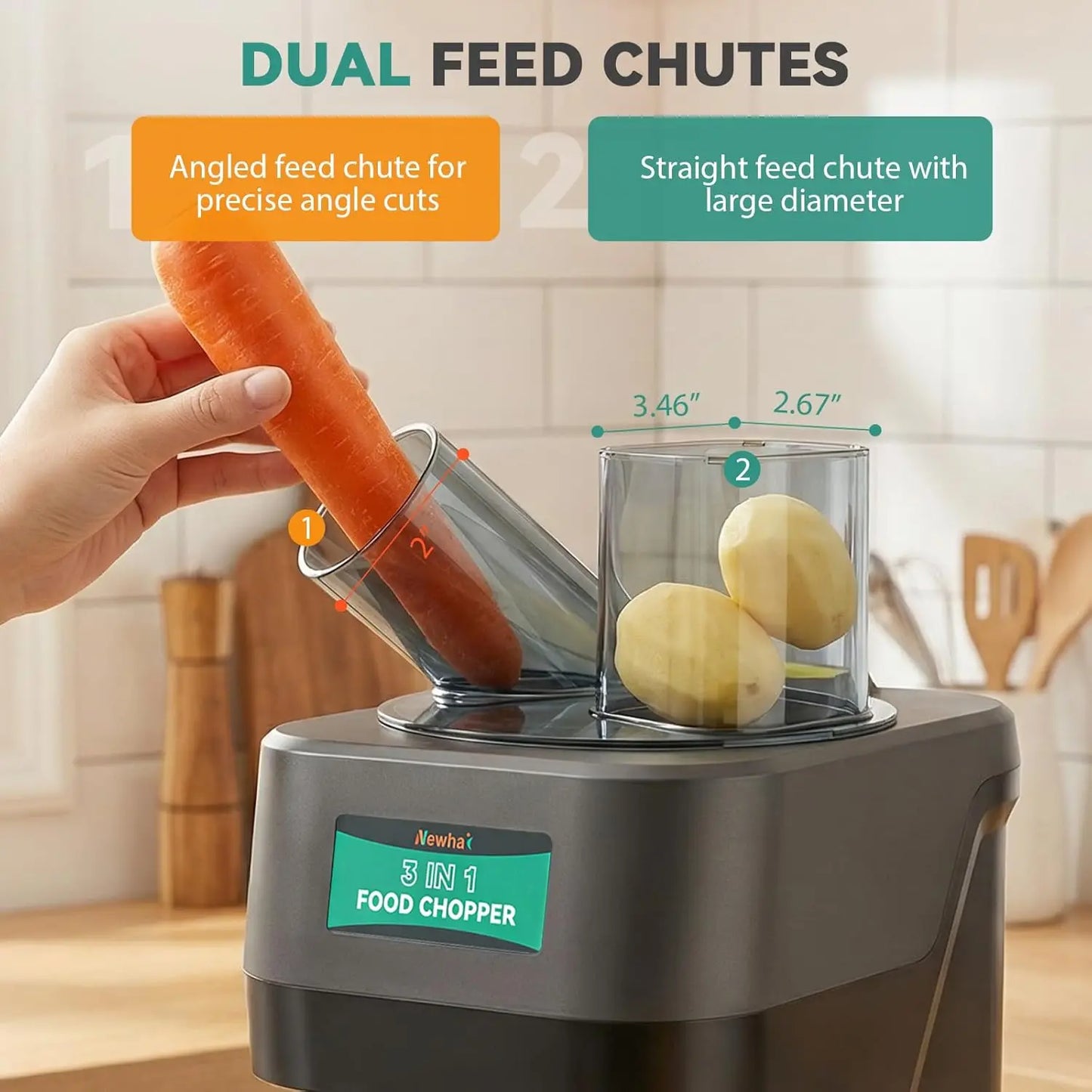 XMSJ 3 In 1 Electric Vegetable Dicer Slicer Shredder Chopper