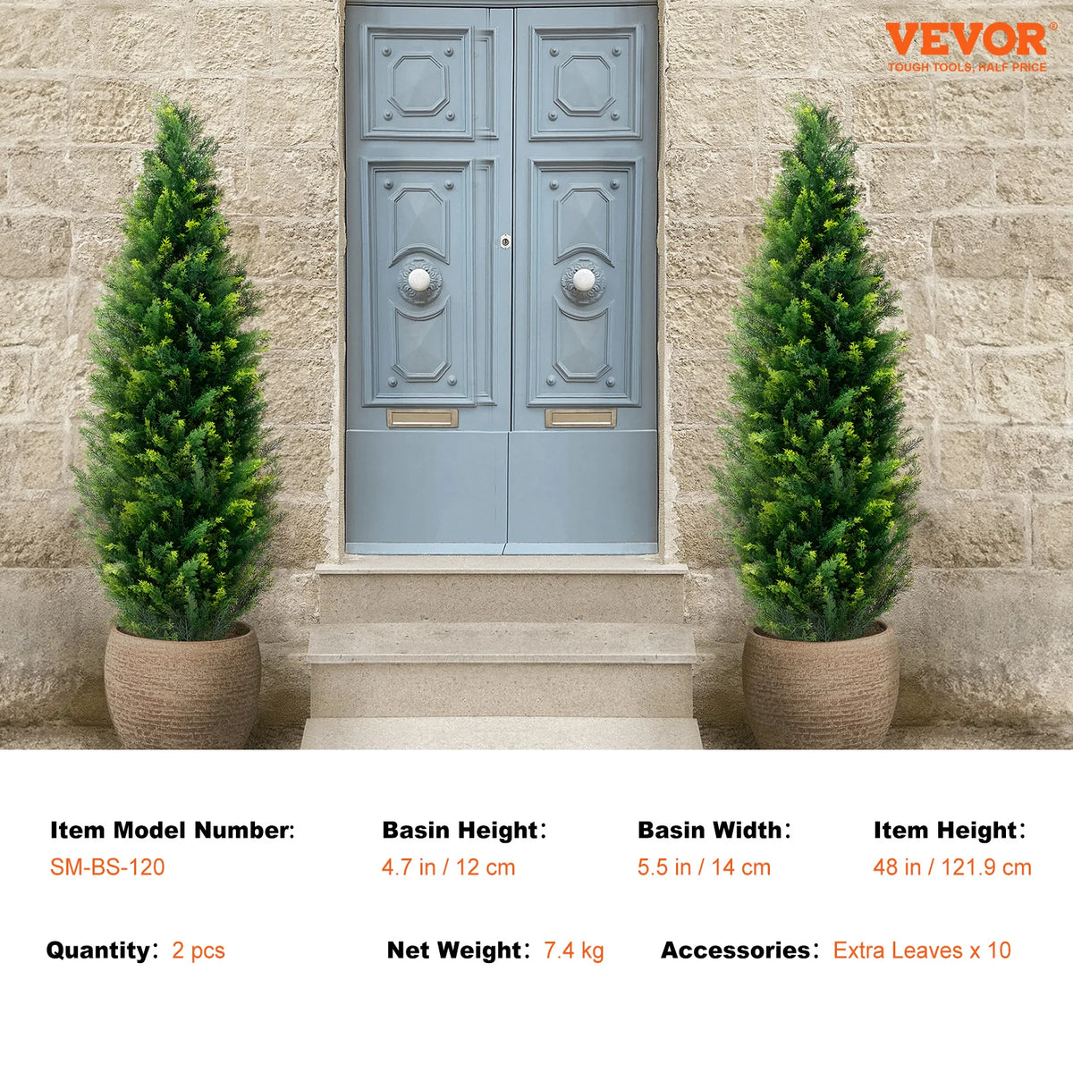 Artificial Cedar Topiary Tree With Faux Pine Cypress Evergreen Decor