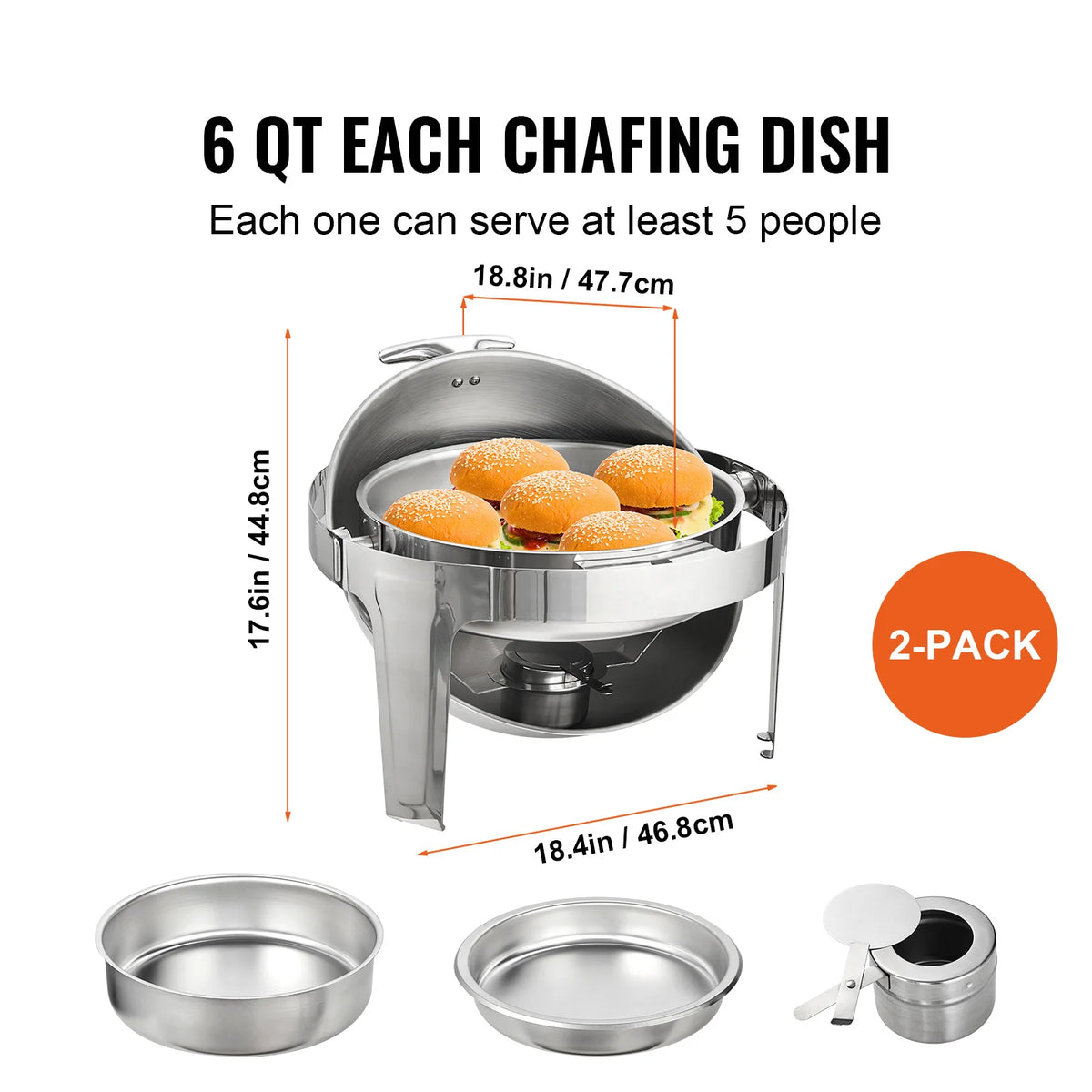 SucceBuy Roll Top Stainless Steel Chafing Dish Buffet Server Set
