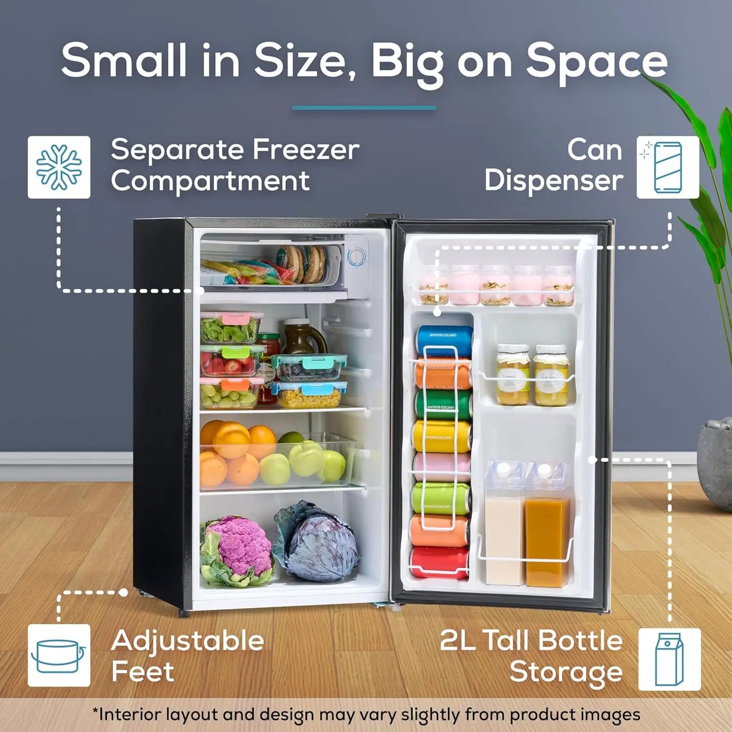 XMSJ Mini Fridge With Freezer Single Door Compact Refrigerator For Homes