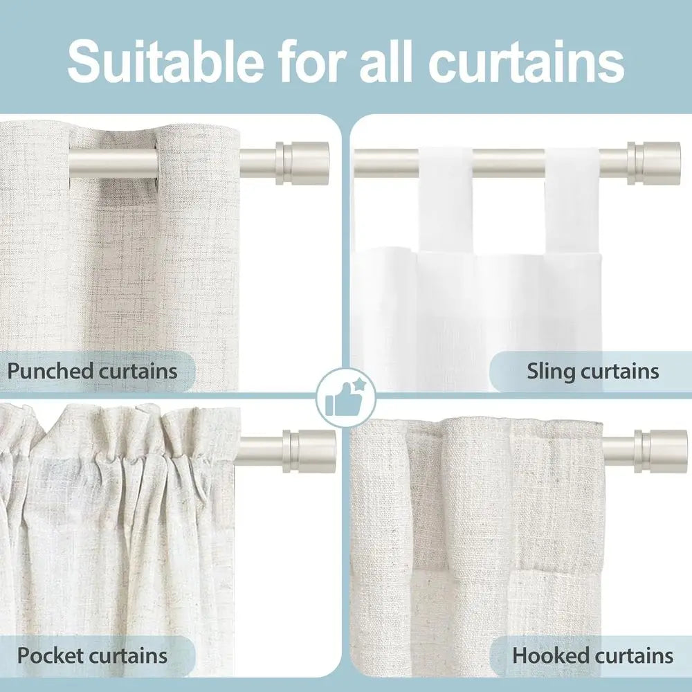 Adjustable Metal Curtain Rod With Aluminum Ends For Windows