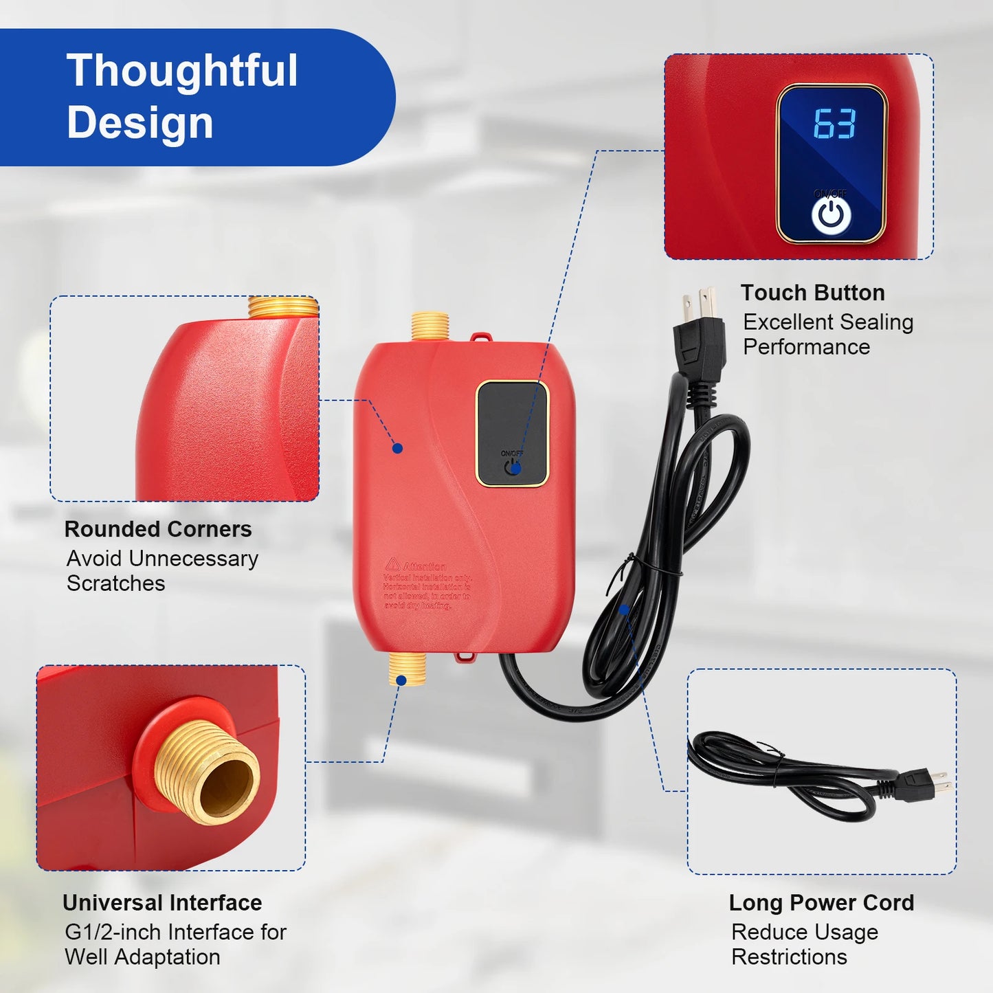 Sweetmile 3000W Instant Tankless Water Heater With Digital Display