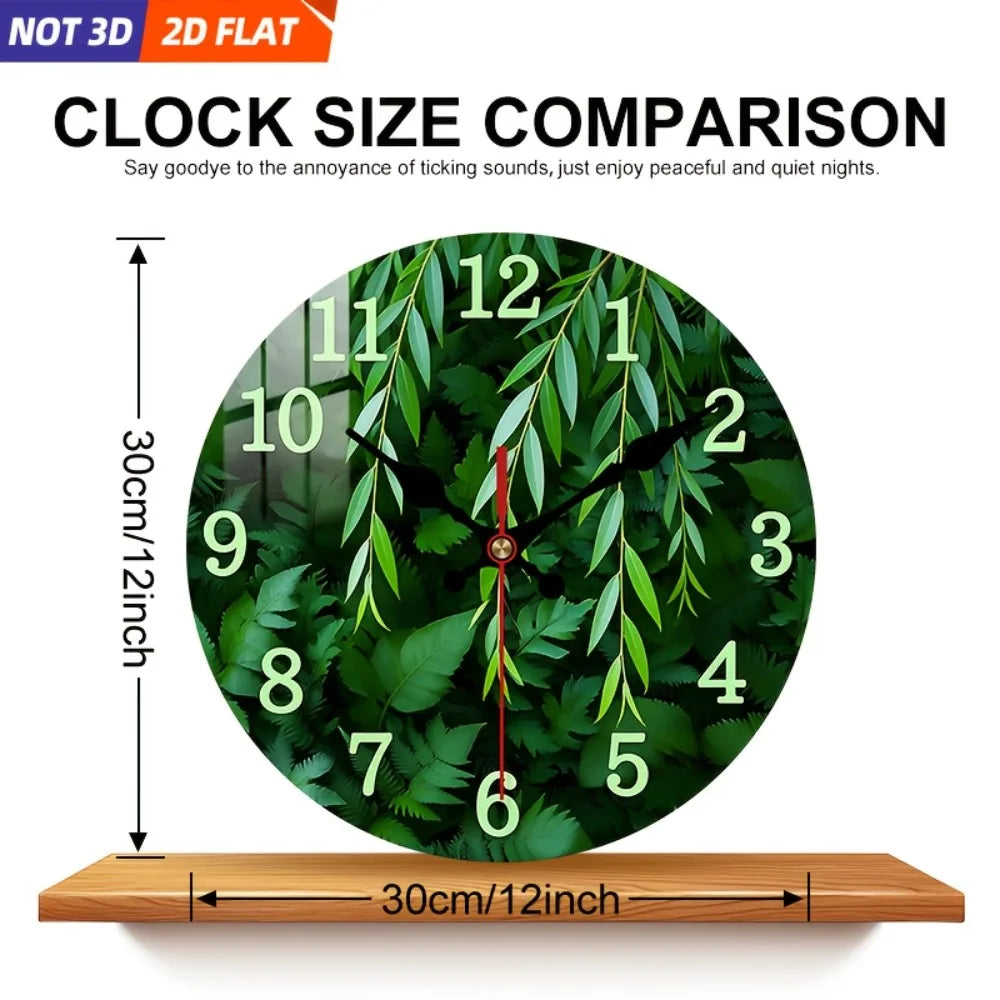 XMSJ Plant Theme Wall Clock Silent Decorative Clock