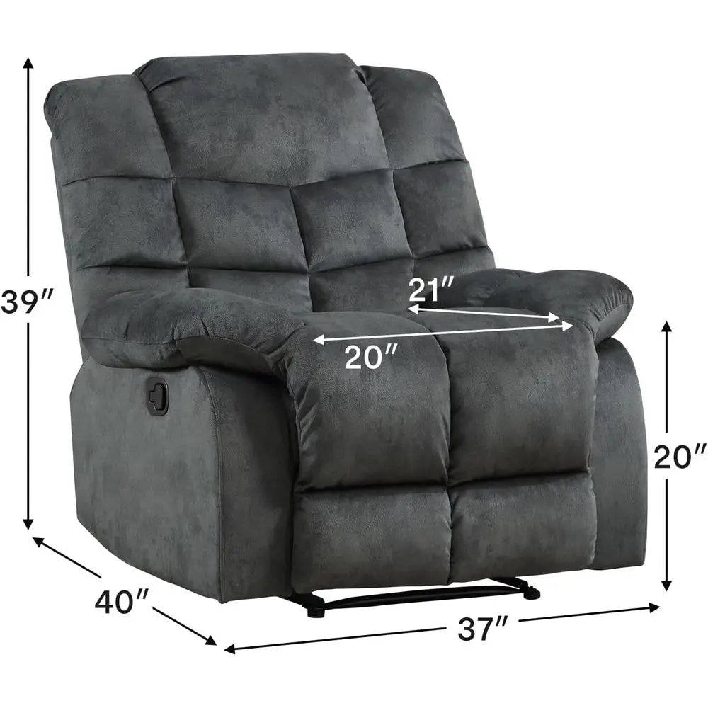Manual Recliner Chair With Overstuffed Backrest And Armrests