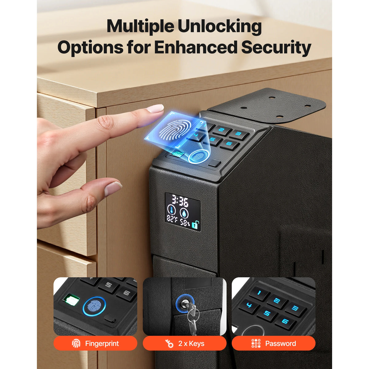 SucceBuy Quick Access Fingerprint Password Key Slider Safe Box