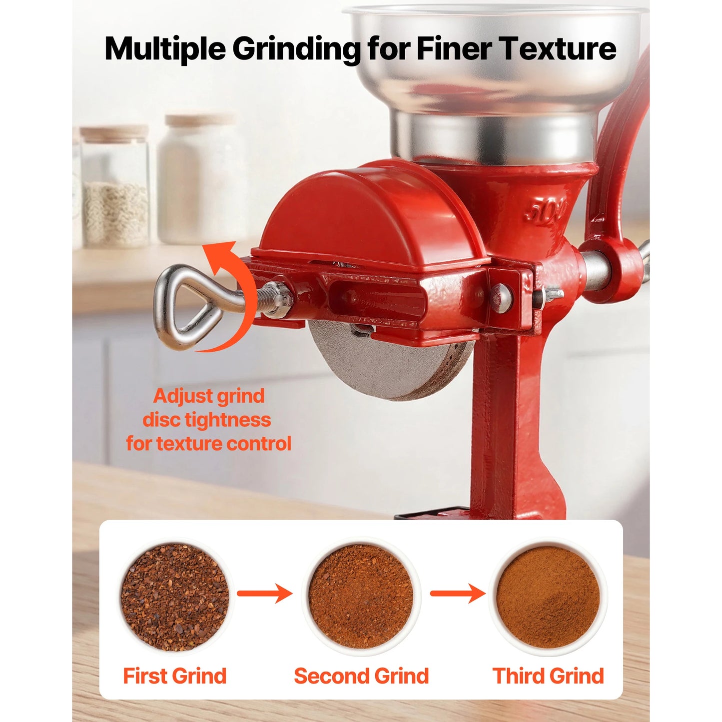 SucceBuy Manual Grain Mill With Low Hopper Hand Crank Clamp