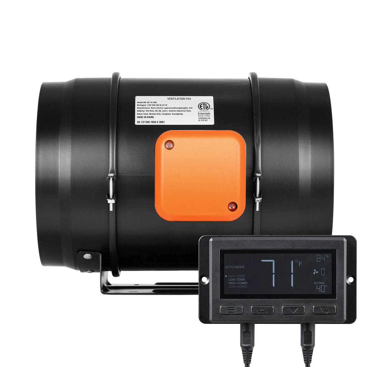 SucceBuy Inline Duct Fan With Temperature Humidity Controller Ventilation Fan