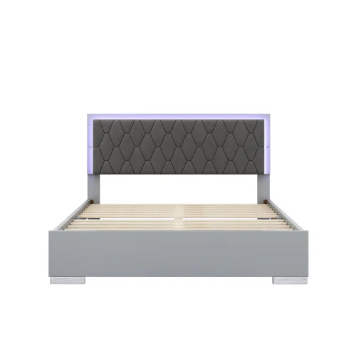 4-Piece Upholstered Bedroom Set With LED Lights And Mirrored Nightstands