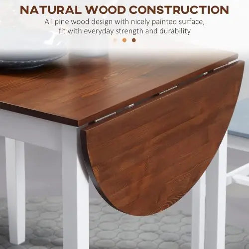 Solid Wood Folding Dining Table Drop Leaf Expandable Round For Small Spaces