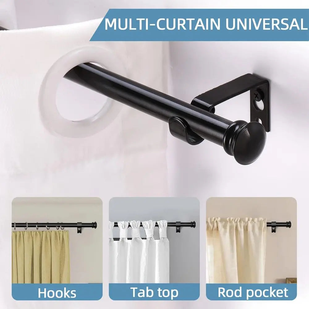 Decorative Stainless Steel Curtain Rod Set With Wall Brackets