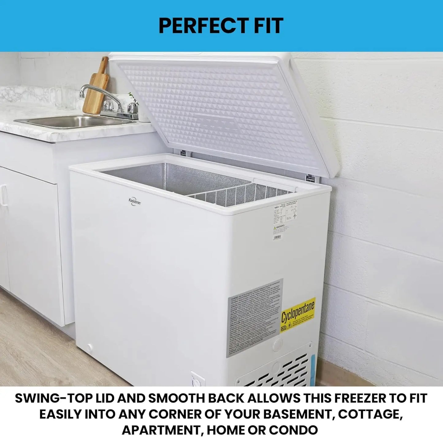 XMSJ Chest Freezer Front Drain Manual Defrost White Garage Ready