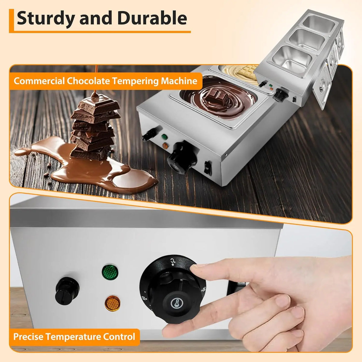 HiMISS Commercial Chocolate Melting and Tempering Machine with Dual Tanks