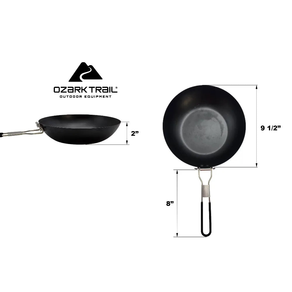 Folding Handle Carbon Steel Frying Pan Skillet Preseasoned for Induction