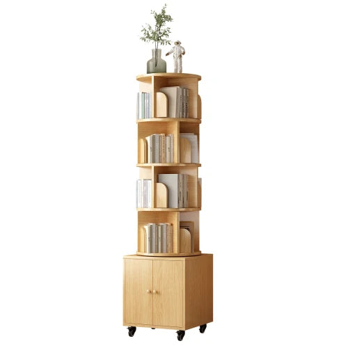Narrow Corner Bookshelf 5 Tier Wood Organizer for Small Space Bedroom