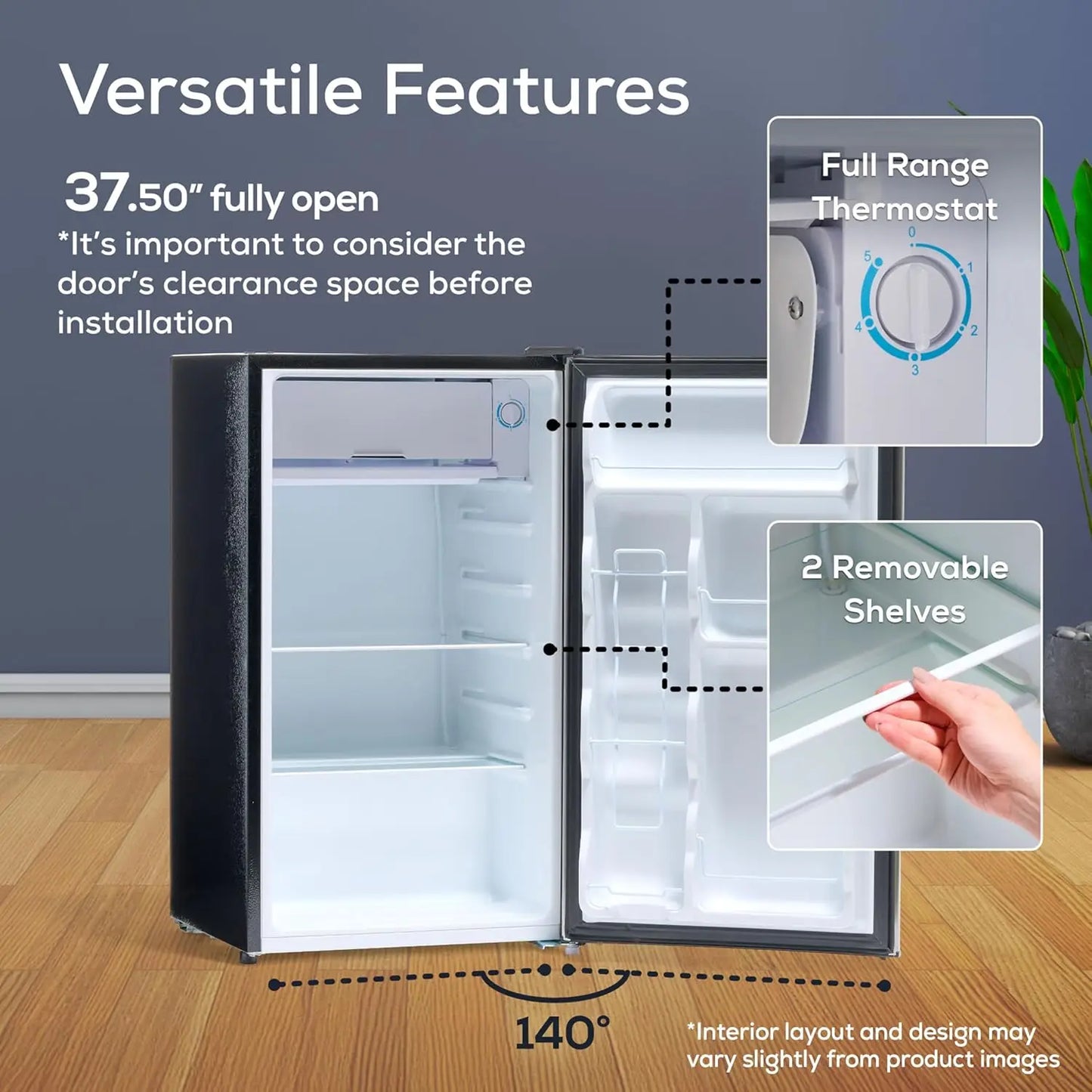 XMSJ Mini Fridge With Freezer Single Door Compact Refrigerator For Homes