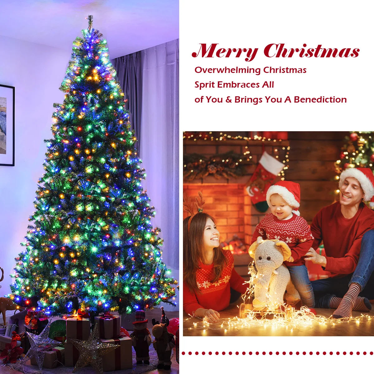 MULTIGOT Pre Lit Artificial Christmas Tree With 1000 LED Lights