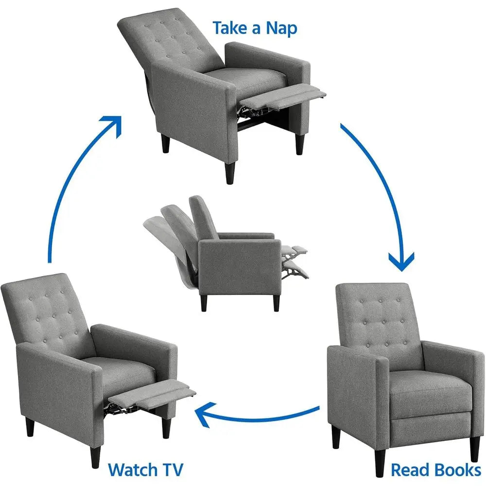 Fabric Recliner Chair With Adjustable Back And Footrest