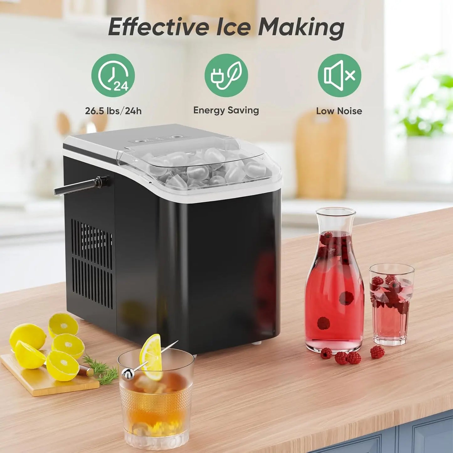 Portable Countertop Ice Maker Self Cleaning Quiet Home Kitchen RV
