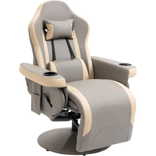 Manual PU Leather Recliner Armchair With Cup Holder And 360 Degree Swivel
