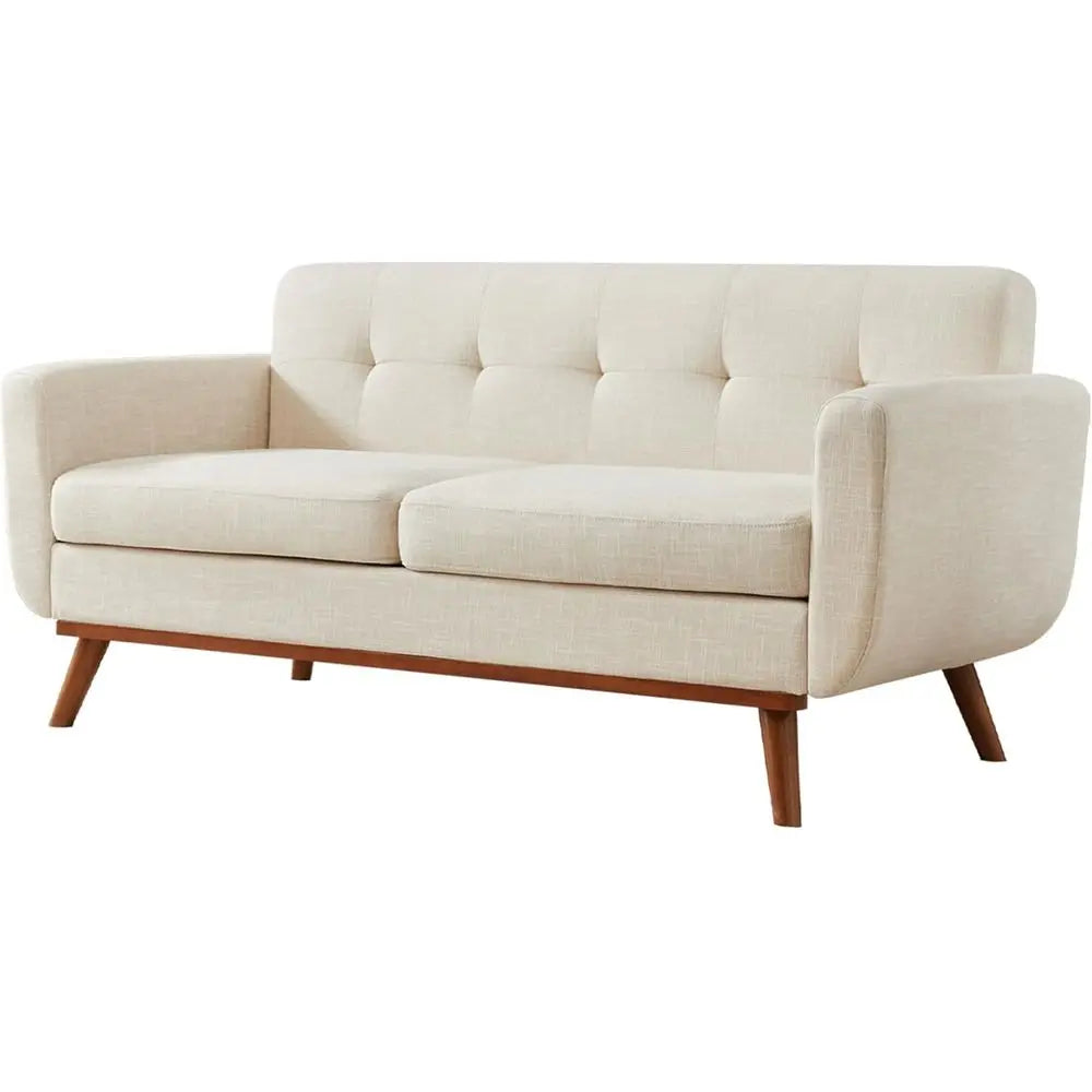 Boucle Upholstered Loveseat Sofa, Button Tufted Living Room Couch