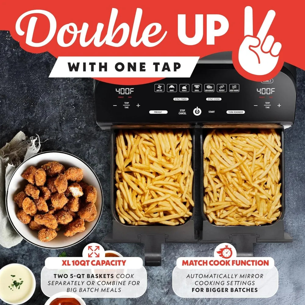 XMSJ Dual Basket Air Fryer With FryForce 360 Digital Display