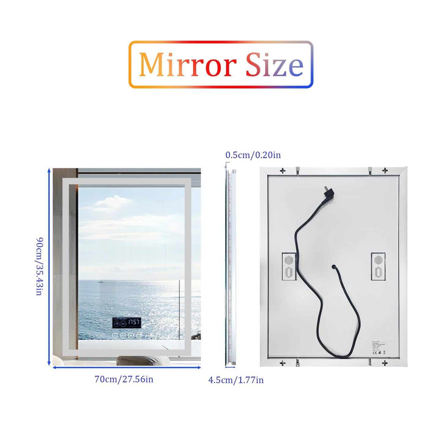Wisfor Lighted Bathroom Mirror With Bluetooth Speaker 3 Lights Anti Fog Touch