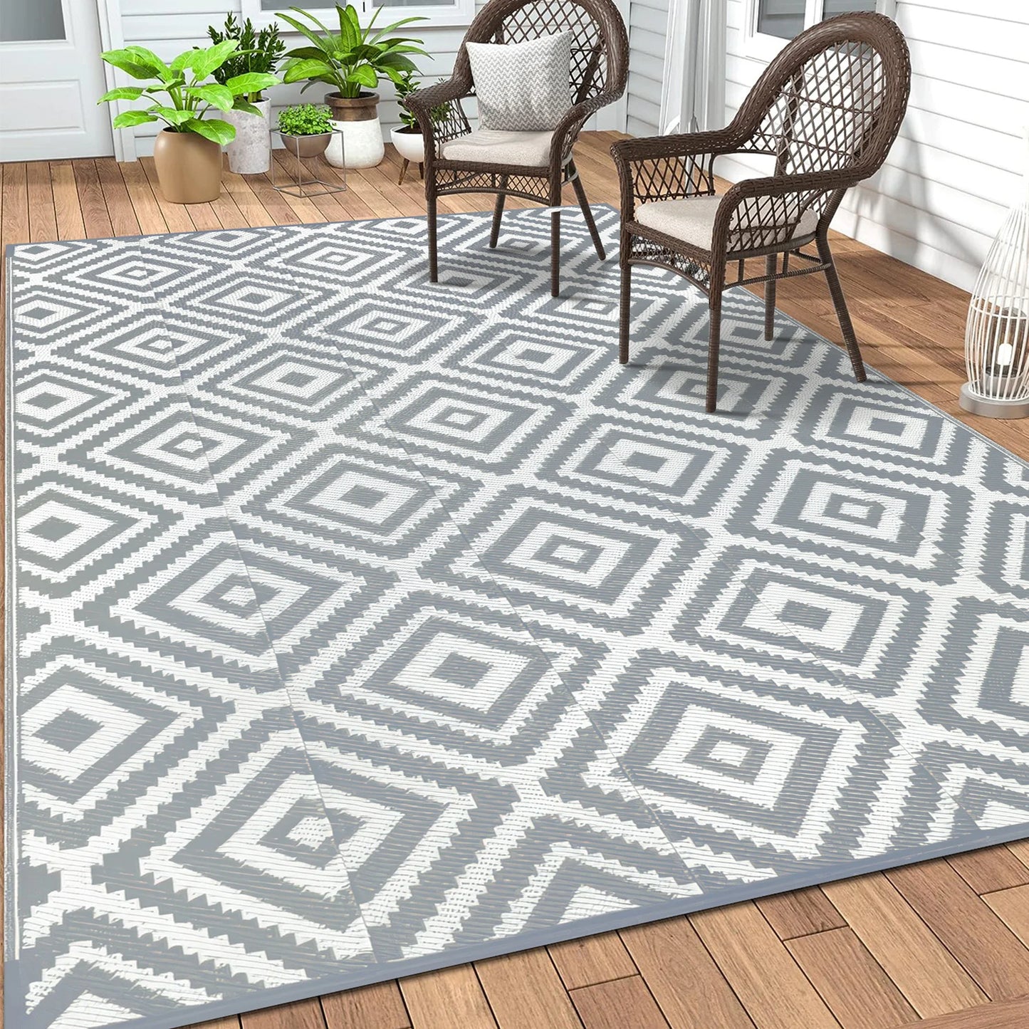 Outdoor Plastic Rugs Waterproof Reversible Patio RV Mat